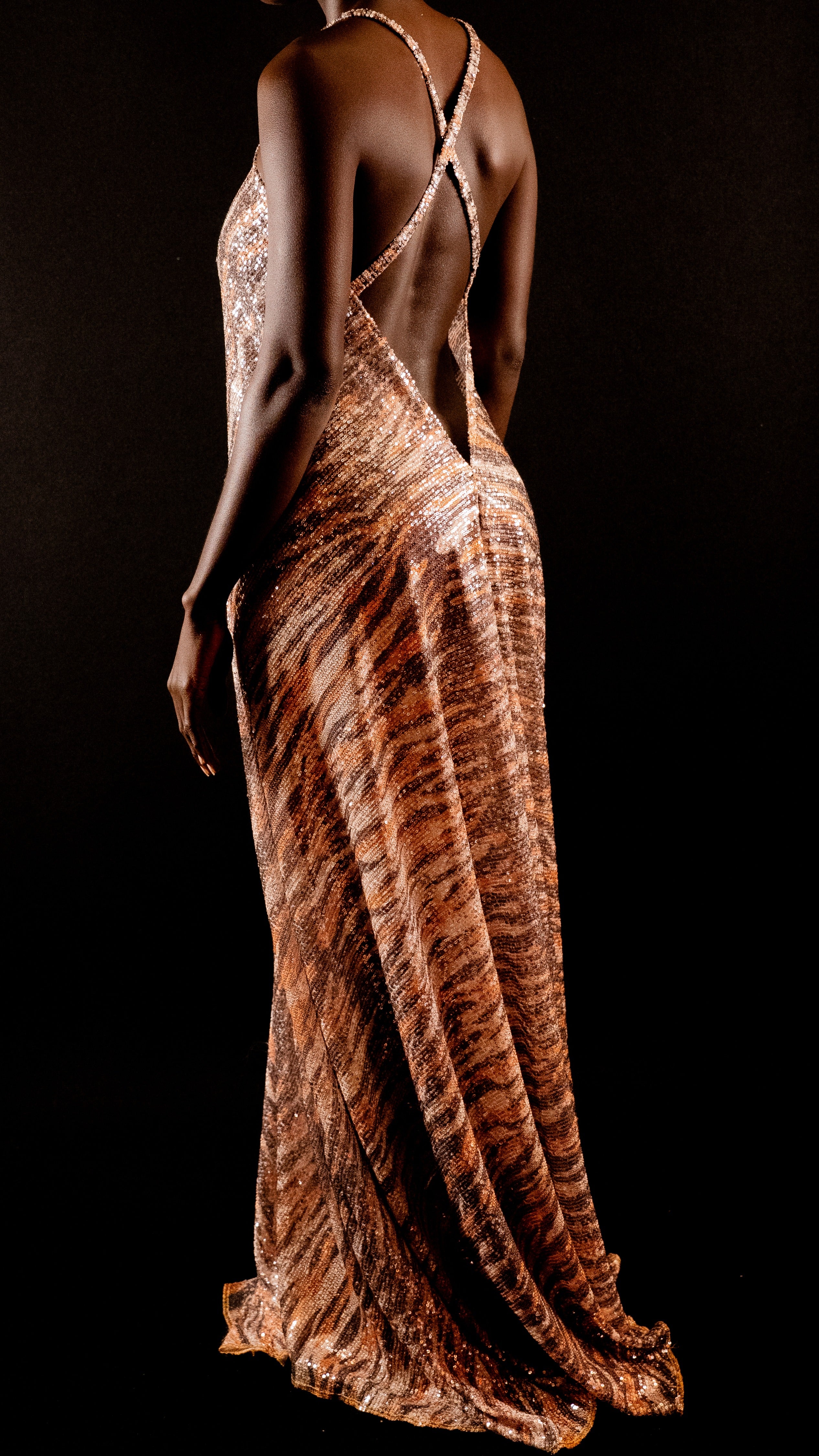 Robe de soirée - Sequins motif Tigre