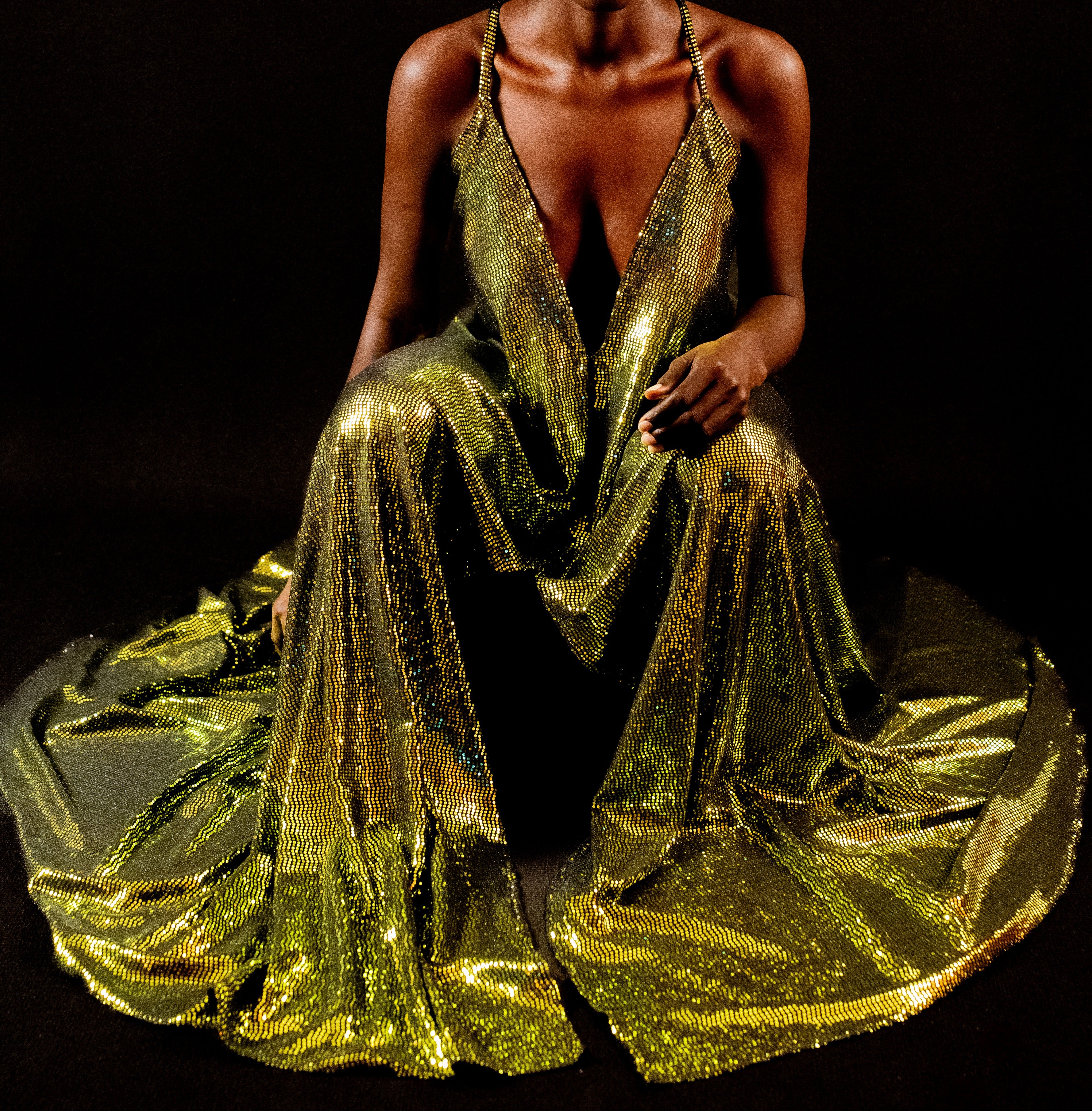 AIXKYZ : Robe de soirée en sequins vert