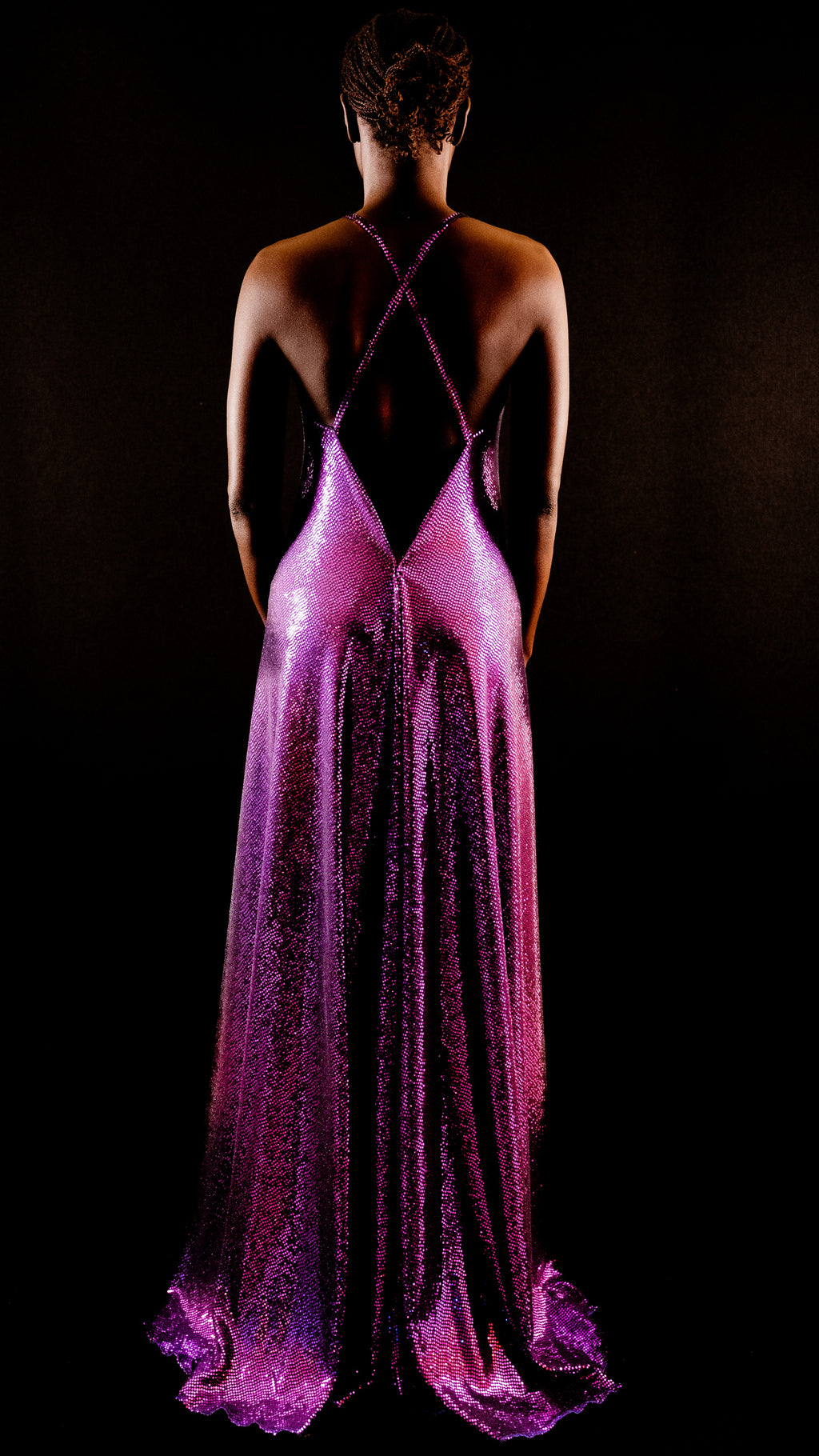 AIXKYZ : Robe de soirée en sequins violet