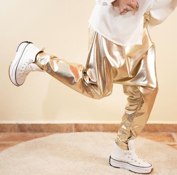 Sarouel Simili Cuir Or