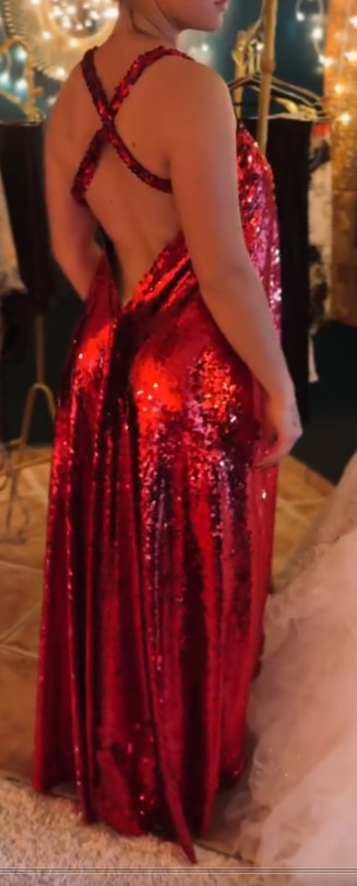 Robe de soirée - Sequins Rouge Rubis